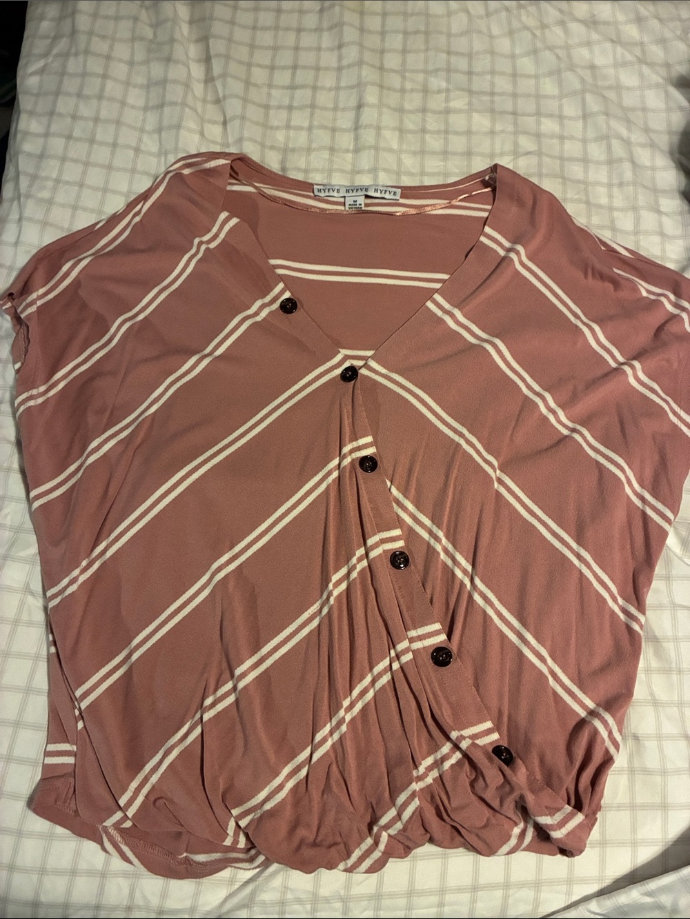 Rafaella Rosewood Striped V-Neck Button-Front Blouse